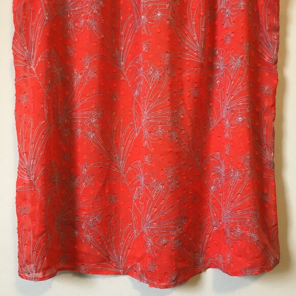 ALFRED SUNG Orange and Grey Floral Voile Sleeveless Tie Up Blouse - Picture 8 of 14